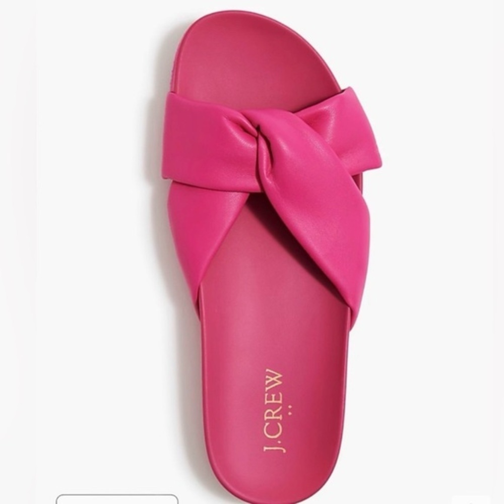 J Crew Factory Pink Cross Strap Pool Slides Sandals Sz 9 New With Tags Barbie - Picture 3 of 8